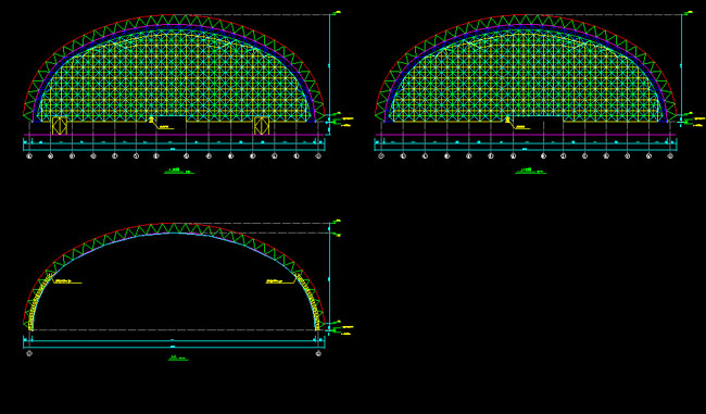 阆中跨度110米，拱高35_7米煤棚网架